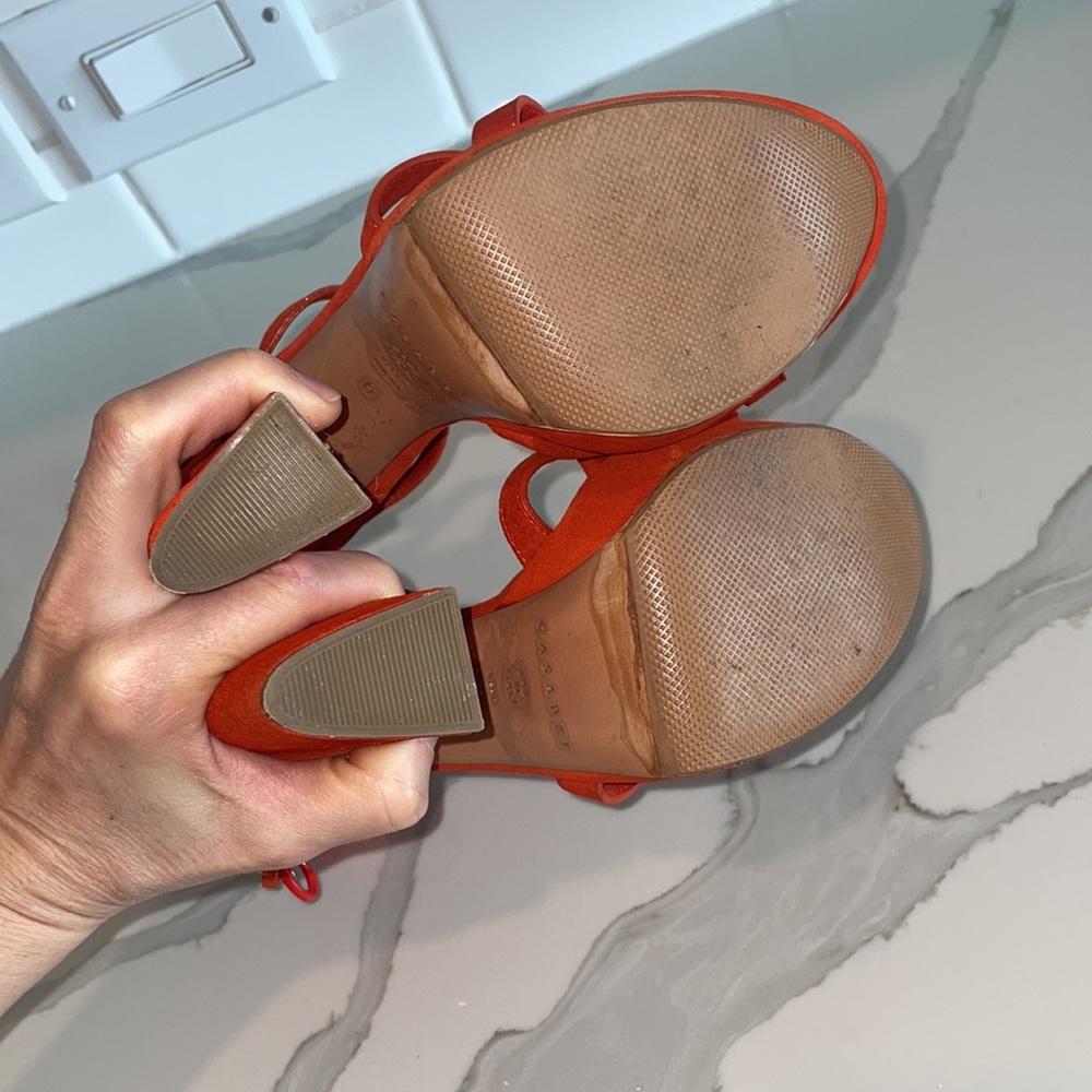 Casadei orange sueded Platform sandals size 6 - Picture 16 of 17